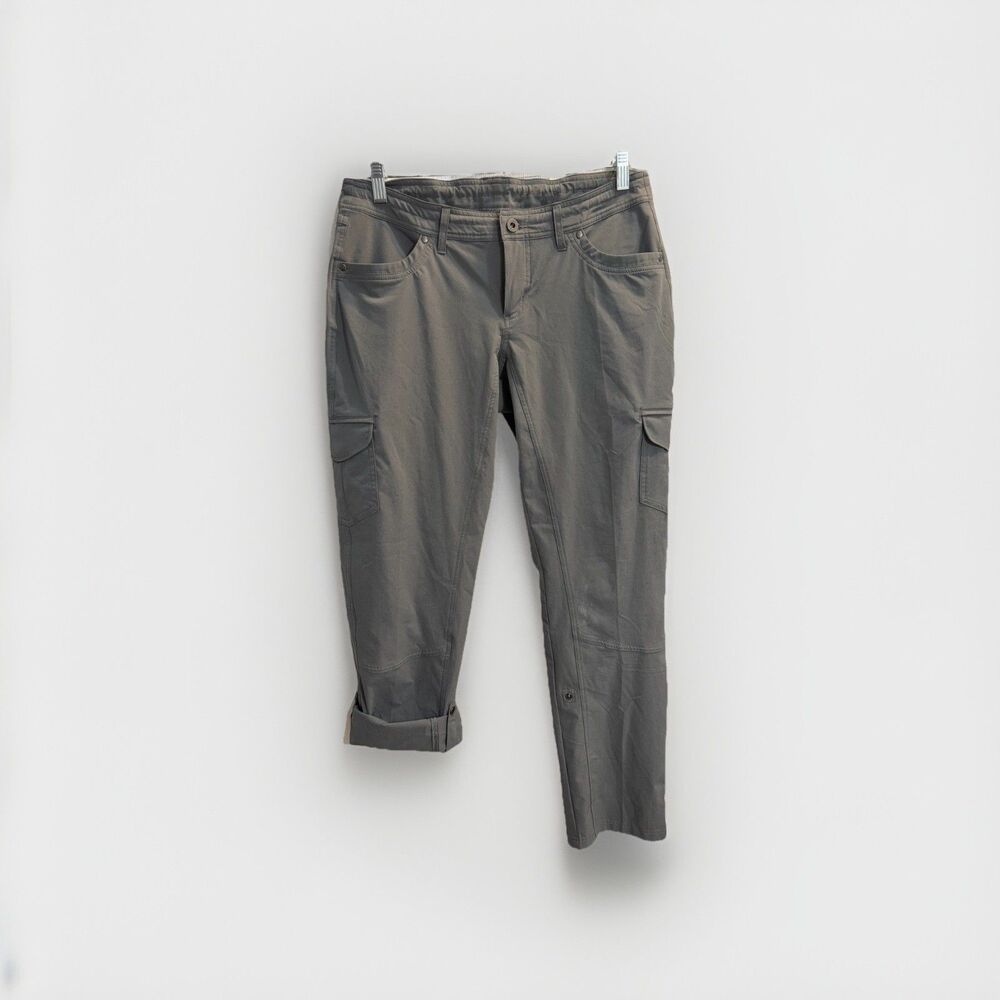 KÜHL Freeflex Roll-Up Pants Women 12 Gray Hiking Travel Cargo Style 6326 UPF 50+